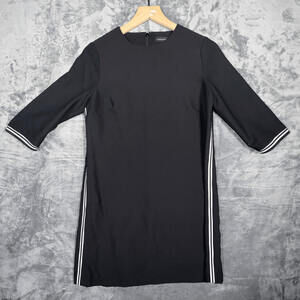 Banana Republic Womens Dress Size 6 Black Mini Shift White Stripe Athleisure